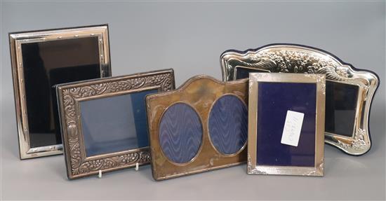 Five assorted silver and white metal mounted photograph frames,